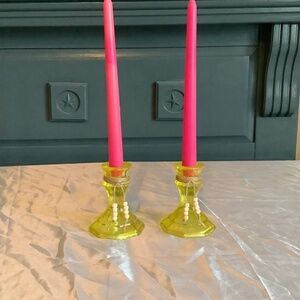 Vintage looking tinted glass set of 2 taper candle holders…you pick tint color